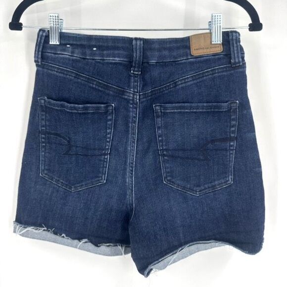 American Eagle Super Stretch Curvy Super High Rose Shortie shorts size 8 Blue - Picture 2 of 12